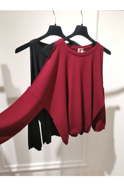 Svetrík s odhalenými ramenami bordó UNI