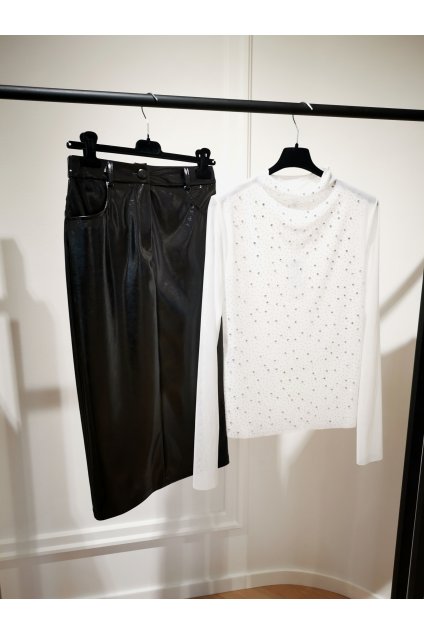 Koženková midi sukňa