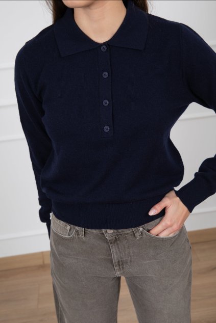 Svetrík BUTTON tmavomodrý UNI