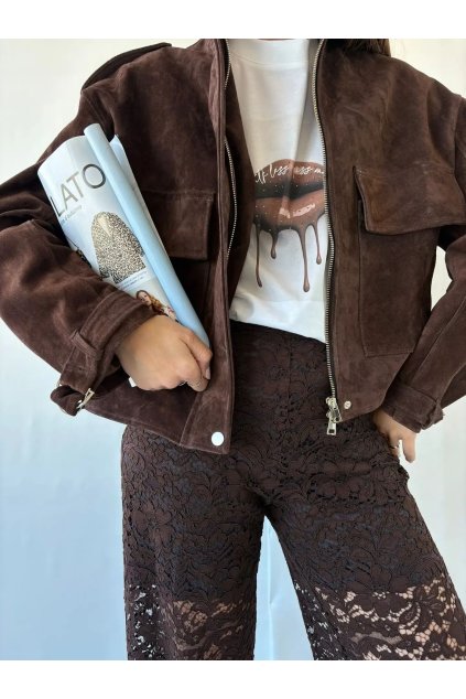 Kožená bunda IMP hnedá