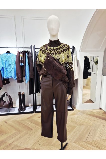 Koženkové nohavice IMP hnedé