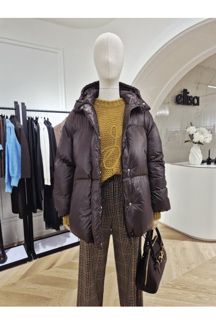 Puffer páperová bunda hnedá