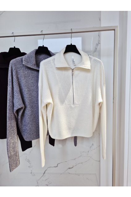 Pulóver na zips milk UNI