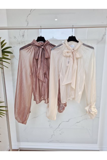 Blúzka s mašľou RIA hnedá