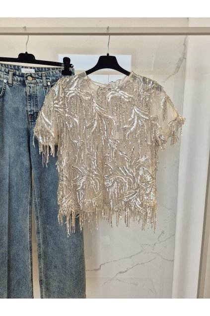 Flitrovaný top ELLA milk