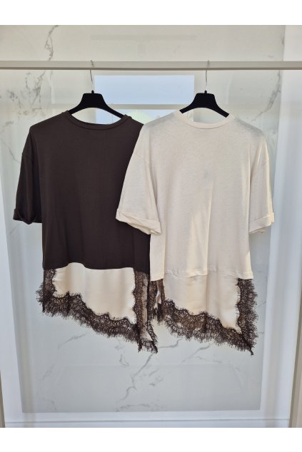 Tričko s krajkou MTL milk