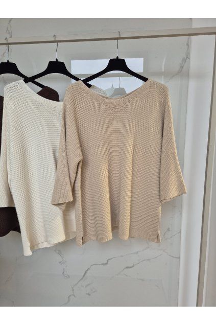 Voľný pulóver TNS béžový UNI
