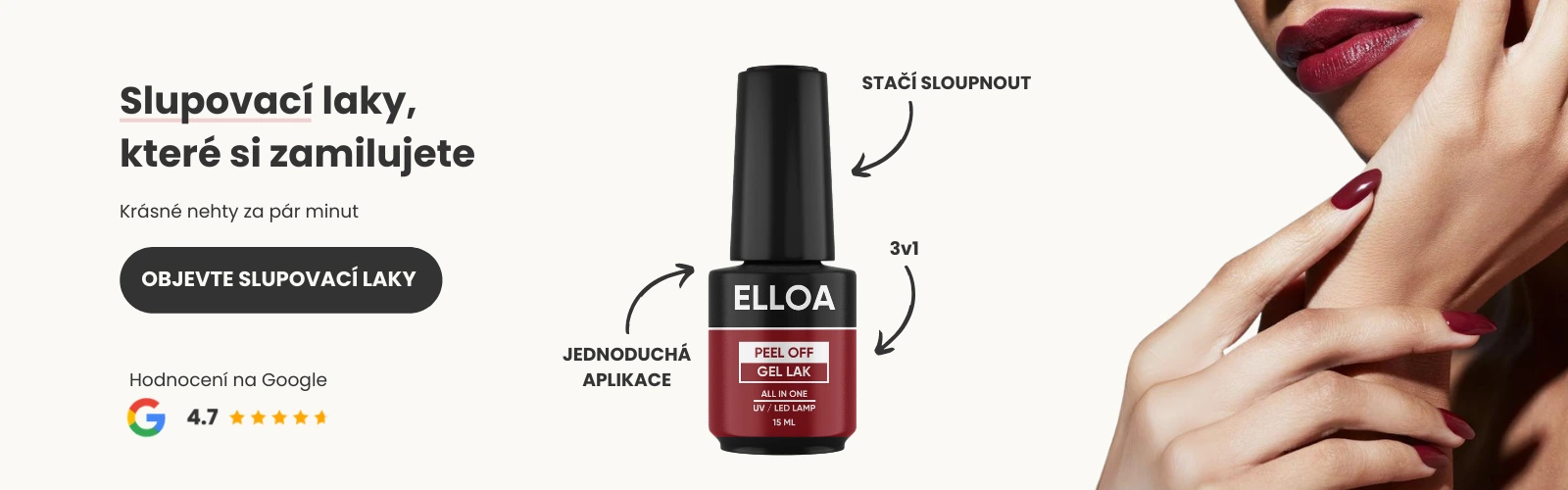 Slupovací gel lak elloa