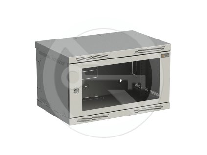 Rozvaděč nástěnný SENSA 6U 400mm, dveře sklo, RAL 7035, SENSA-6U-64-11-G