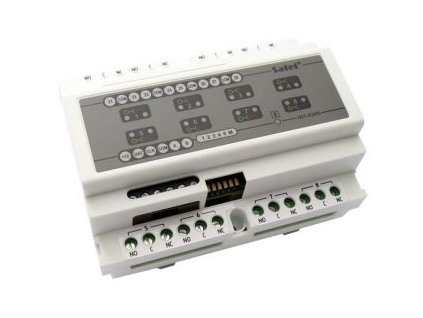 INT-IORS Vstupně-výstupní modul, 8 zón, 8-výstupů, relé 230V AC, montáž na DIN…