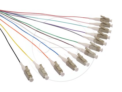 Pigtail 50/125 LCupc MM OM2 1,5m, balení 12ks - barvy SXPI-LC-UPC-OM2-1,5M-12PCK