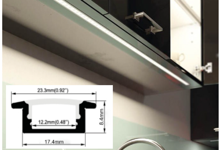 Zafrézované LED osvětlení kuchyňské linky