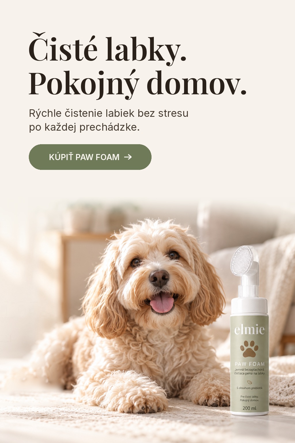 Elmie Paw Foam – bezoplachová čistiaca pena na labky pre psov