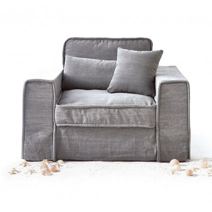 Metropolis Love Seat, Washed Cotton, Grey