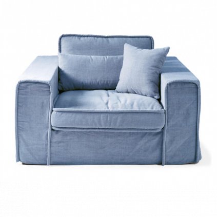 Metropolis Love Seat, Washed Cotton, Ice Blue