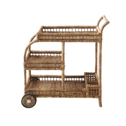 Rustic Rattan High Tea Trolley