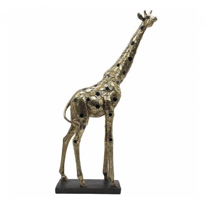 Socha Giraffe gold mirror