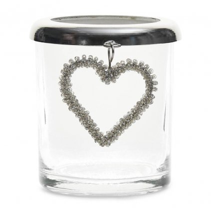 Svícen Beaded Heart Votive S