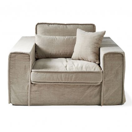 Metropolis Love Seat, Washed Cotton, Natural