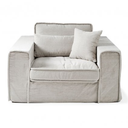 Metropolis Love Seat, Washed Cotton, Ash Grey