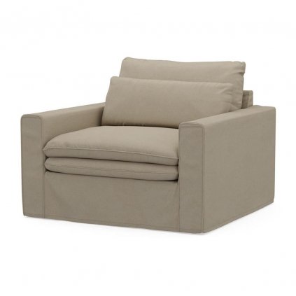 Continental Love Seat, Oxford Weave, FlFlax