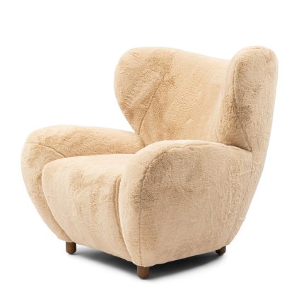 Kreslo Courchevel Wing Chair, faux fur, chamois