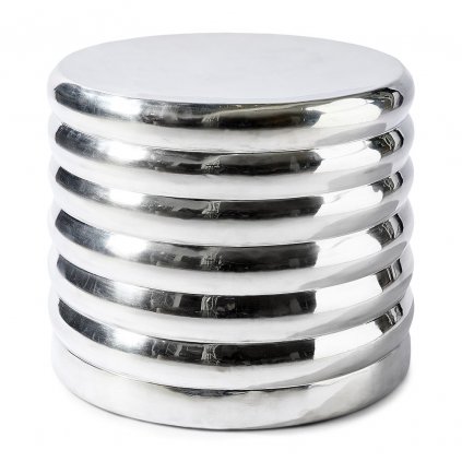 Times Square Round Pouf silver