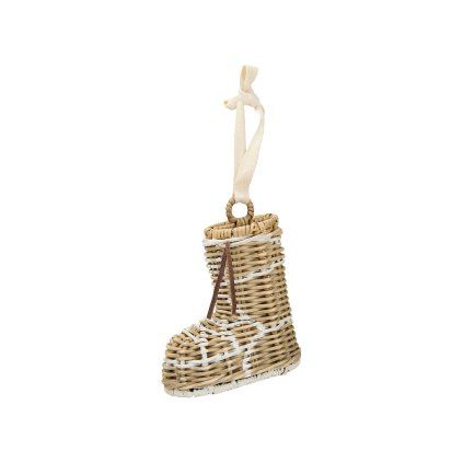 Ozdoba na stromček Rustic Rattan Ski Boot Ornament