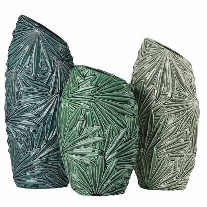 Set 3 váz Green ceramic Tropical 38h/46h/53h