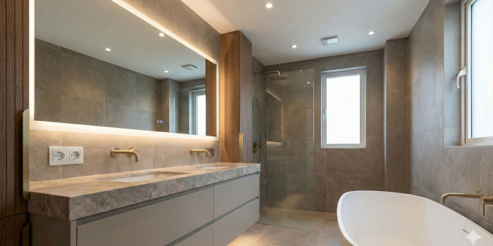 Elektroinštalácia v kúpeľni: zásuvky, osvetlenie, ventilátor a doplnkové pospojovanie