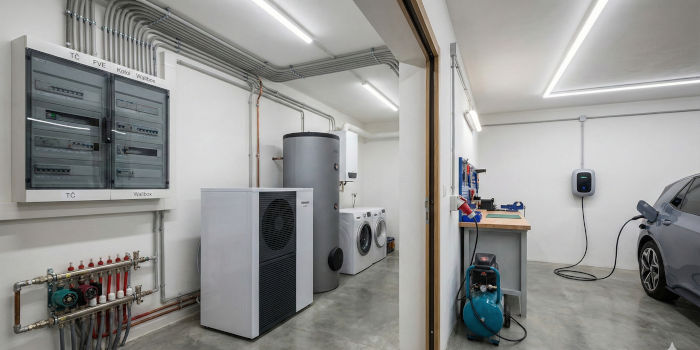 Elektroinštalácia v technickej miestnosti a garáži: kotol, čerpadlá, dielňa a wallbox