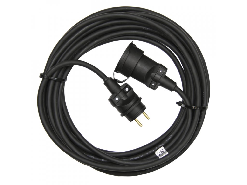 Vonkajší predlžovací kábel 40 m / 1 zásuvka / čierny / guma / 230 V / 1,5 mm2 - PM0507