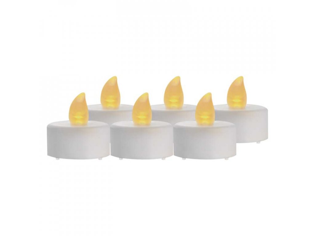 LED dekorácia – 6x čajová sviečka biela, 6x CR2032, vnútorná, vintage - DCCV11