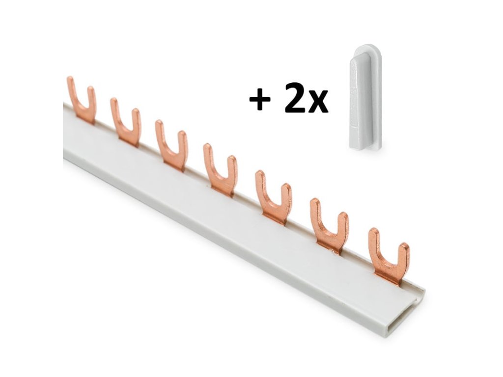 Jednofázová prepojovacia lišta vidlicová 10mm2 s dĺžkou 12 modulov pre ističe