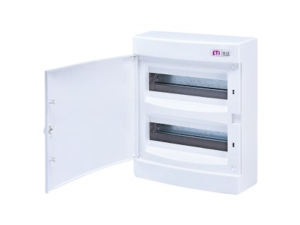 Rozvodnica na omietku ETI DIDO-E ECT24PO s bielymi dvierkami pre 24 modulov