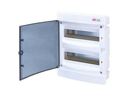 Rozvodnica pod omietku ETI DIDO-E ECM24PT s priehľadnými dvierkami a svorkovnicami 2x13