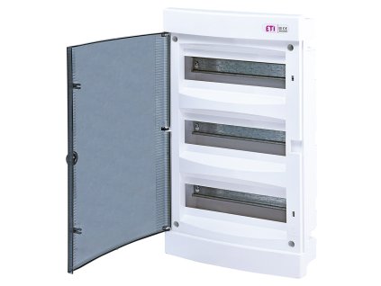 Rozvodnica pod omietku ETI DIDO-E ECM36PT s priehľadnými dvierkami a svorkovnicami 2x15