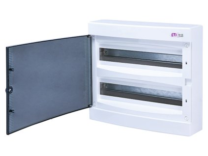 Nástenná rozvodnica ETI ECT36PT pre 36 modulov (2x18). Séria DIDO-E, priehľadné dvierka, s