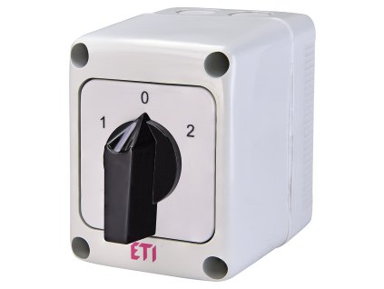 Vačkový prepínač ETI CS 16 53 PN 3-pólový 16A 1-0-2 v kryte IP65