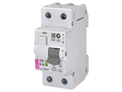 Kombinovaný prúdový chránič s ističom ETI KZS-2M A B16/0.01, citlivosť 10mA, typ A, vypína