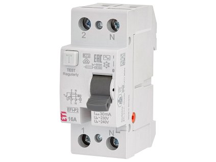 Prúdový chránič EFI-P2 - 2Pól/16A/30mA/AC/10kA - 002061210