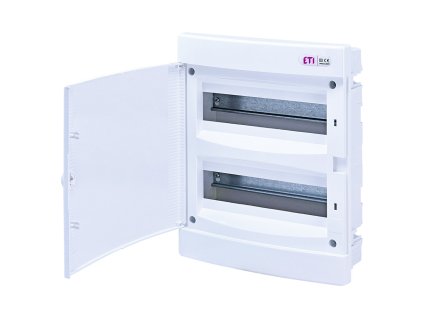 Rozvodnica pod omietku ETI DIDO-E ECM24PO s bielymi dvierkami a svorkovnicami 2x13