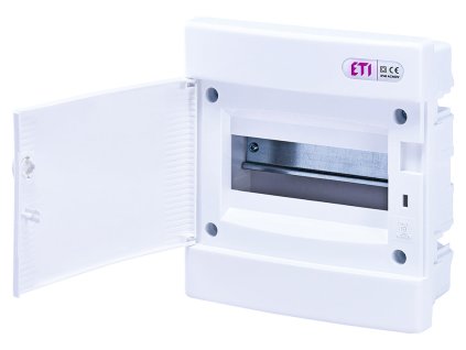Rozvodnica pod omietku ETI DIDO-E ECM8PO s bielymi dvierkami a svorkovnicami 2x8