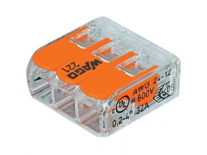 Krabicová spojovacia svorka WAGO - 221-413 - 3x0,2-4mm2 - 32A/450V
