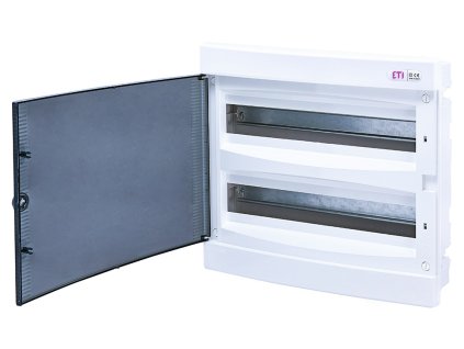 Rozvodnica pod omietku ETI DIDO-E ECM36PT s priehľadnými dvierkami a svorkovnicami 2x15