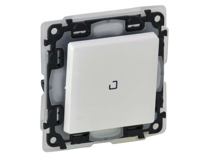 Biely prepínač č.6 IP44 s orientačnou signálkou Legrand Valena Life do kúpeľne