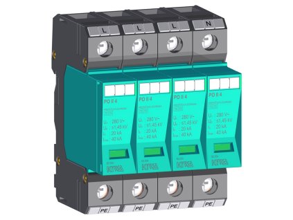 Zvodič prepätia KIWA PO II 4 280V 40kA C+D 4P pre TN-S sieť