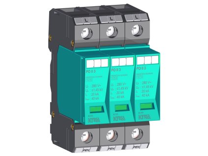 Zvodič prepätia KIWA PO II 3 280V 40kA C+D 3P pre TN-C sieť