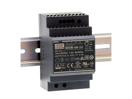 Zdroj na DIN lištu Mean Well HDR-60-12 12V 54W 3 moduly do rozvádzača