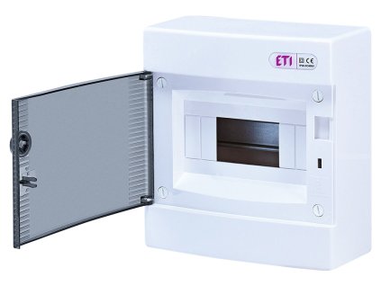 Rozvodnica ETI ECT8PT IP40 na omietku 8 modulov s priehľadnými dvierkami